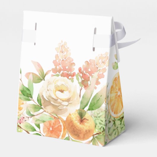 Gele Roos Bloemige Groene Meisje Baby Shower Bedankdoosjes (Achterkant)