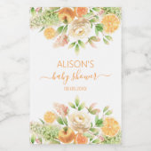 Gele Roos Bloemige Groene Meisje Baby Shower Mini Wijn Etiket (Enkel label)