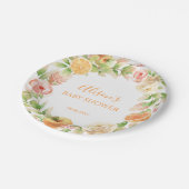 Gele Roos Bloemige Groene Meisje Baby Shower Papieren Bordje (Gekanteld)