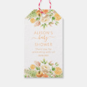 Gele Roos Bloemrijke Groene Meisje Baby Shower Cadeaulabel (Voorkant)