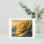 Gele roos, briefkaart (Staand voorkant)
