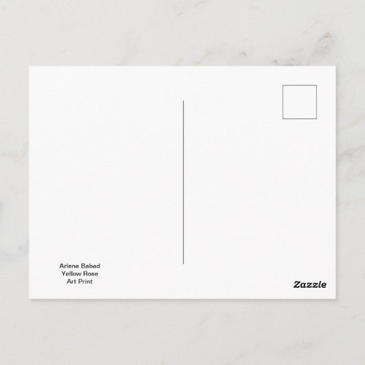 Gele roos, briefkaart (Achterkant)