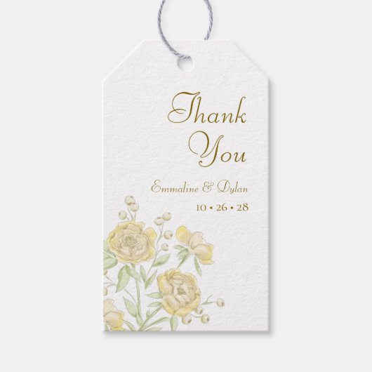 Gele Roos Bruiloft Cadeaulabel (Voorkant)