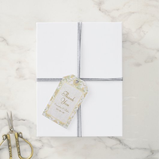Gele Roos Bruiloft Cadeaulabel (Met Touw)