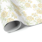 Gele Roos Bruiloft Cadeaupapier (Rol Hoek)