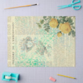  Gele Roos, Dame en Krantenpapier Ontvlechting Tissuepapier (Craft)