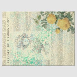  Gele Roos, Dame en Krantenpapier Ontvlechting Tissuepapier