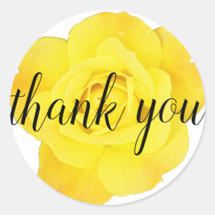 Gele Roos Dank Je Florale Grote Letters Cool Cute Ronde Sticker
