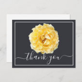 Gele Roos En Dauw Druppels Navy Achtergrond Bedank Briefkaart (Voorkant / Achterkant)
