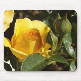 Gele roos en lieveheersbeestje muismat