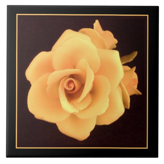 Gele roos, foto uit 2004. tegeltje (Voorkant)