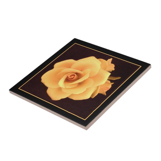 Gele roos, foto uit 2004. tegeltje (Zijkant)