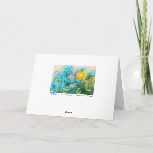 Gele roos, groene bladeren, beste wensen Kaart (Achterkant)