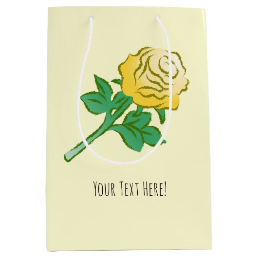 Gele Roos Illustratie Medium Cadeauzakje (Voorkant)