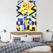 Gele roos in gele vaas geometrische stilleven canvas afdruk (Insitu (Slaapkamer))