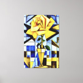 Gele roos in gele vaas geometrische stilleven canvas afdruk
