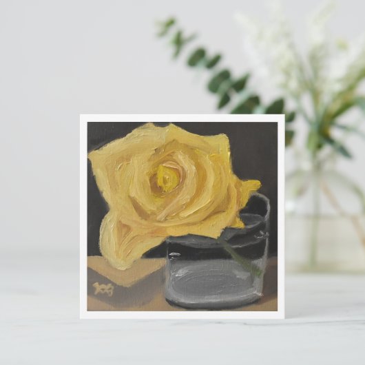 Gele Roos in Glas Kaart (Staand voorkant)