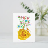 Gele roos kunst briefkaart (Staand voorkant)