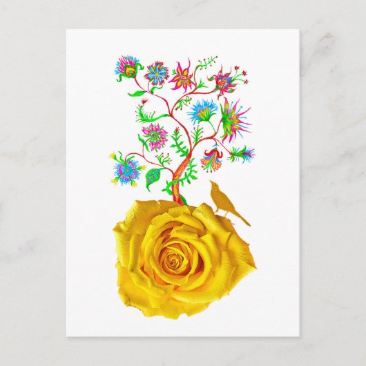 Gele roos kunst briefkaart (Voorkant)
