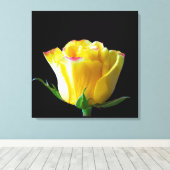 Gele roos kunst canvas afdruk (Insitu (Houten vloer))