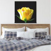Gele roos kunst canvas afdruk (Insitu (Slaapkamer))