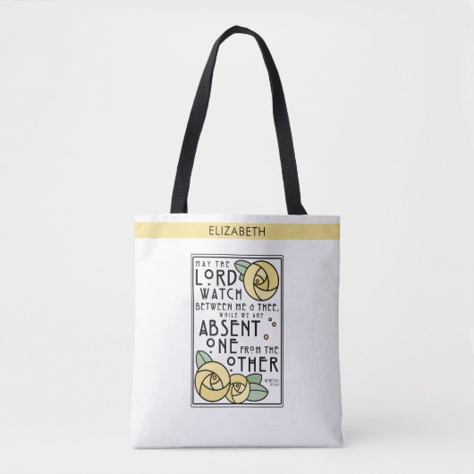 Gele roos | Mizpah | Gepersonaliseerd Tote Bag (Voorkant)