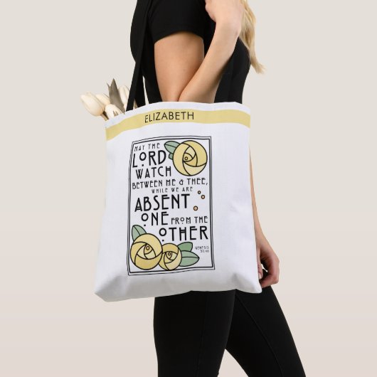 Gele roos | Mizpah | Gepersonaliseerd Tote Bag (Dichtbij)