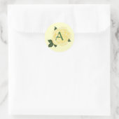 Gele roos, Monogram trouwstickers Ronde Sticker (Tas)