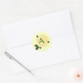 Gele roos, Monogram trouwstickers Ronde Sticker (Envelop)