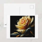 Gele roos op zwart, briefkaart (Voorkant / Achterkant)