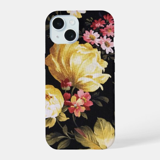 Gele Roos Op Zwart iPhone 15 Case (Achterkant)