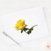 Gele roos ovale sticker (Envelop)