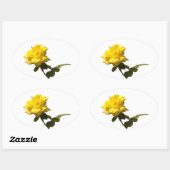 Gele roos ovale sticker (Vel)