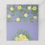 Gele Roos & Paarse Periwinkle Bruiloft Plaatskaartje (Buitenkant ongevouwen)