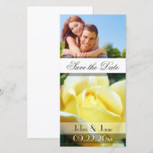 Gele Roos  "Reserveer de Datum" Save The Date (Voorkant / Achterkant)