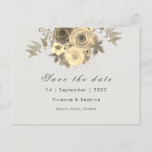 Gele roos save the date elegante bruiloft