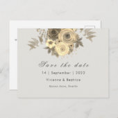 Gele roos save the date elegante bruiloft aankondigingskaart (Voorkant / Achterkant)