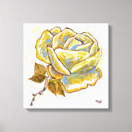 Gele roos schilderij Elegante bloemige huis decor  Canvas Afdruk