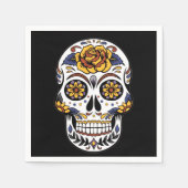 Gele Roos Suiker Schedel op Zwart Servet (Voorkant)