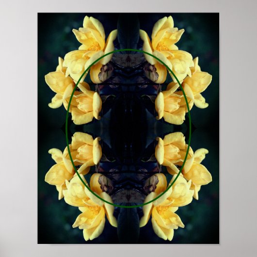 Gele Roos Trio Frame Maak Je Eigen Foto Poster (Voorkant)