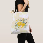 Gele Roos van Texas - Gingham Staat met Rozen Tote Bag (Dichtbij)
