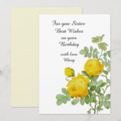 Gele roos voor zuster Verjaardag Platte Kaart (Voorkant / Achterkant)