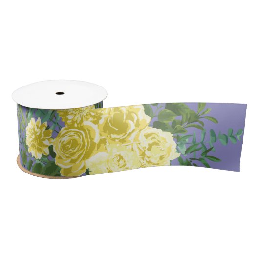 Gele Roos Weddenschap met Periwinkle Satijnen Lint (Spoel)