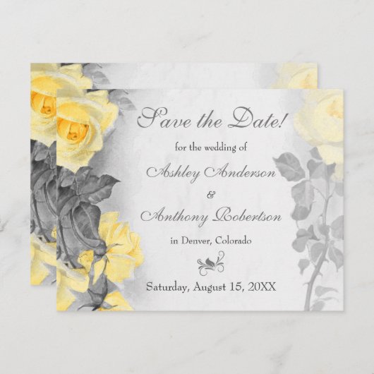 Gele Roos Weddenschap Sparen de Datum Save The Date (Voorkant / Achterkant)