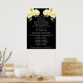 Gele Roos zwarte vintage trouwceremonie programma Poster (Keuken)