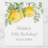 Gele Rose | 30e verjaardag Wijn Etiket (Enkel label)