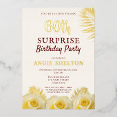 Gele Rose 60th Surprise Birthday Party Gold Folie Uitnodiging (Voorkant)