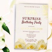 Gele Rose 80th Surprise Birthday Party Gold Folie Uitnodiging