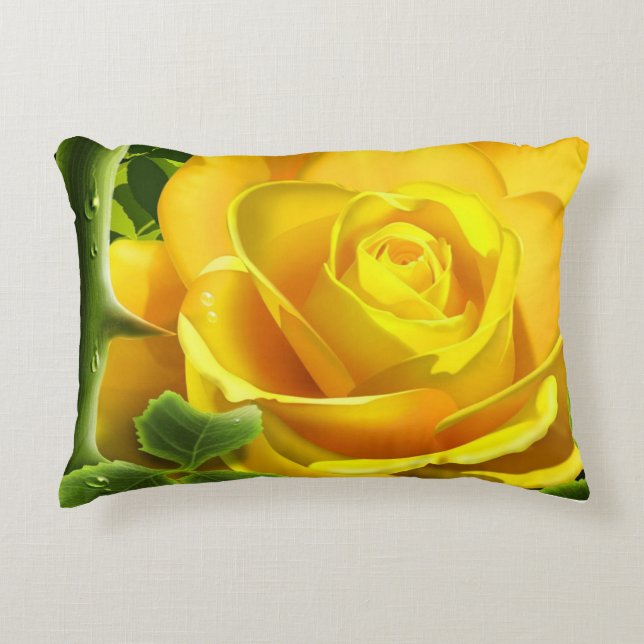 Gele Rose Accent Kussen (Voorkant)
