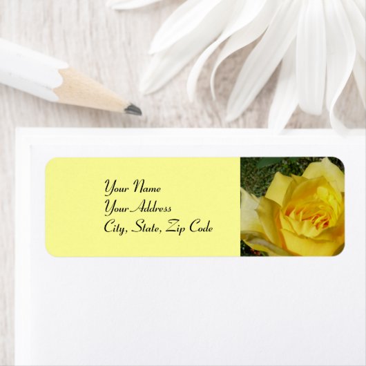 Gele Rose adreslabels Etiket (Insitu)
